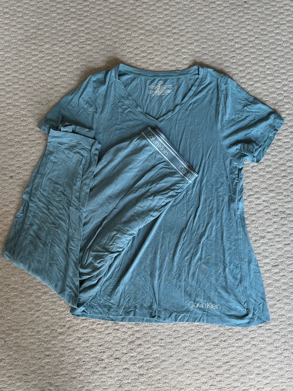 Calvin Klein Women's Teal V-Neck Top and Bottoms